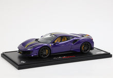 Load image into Gallery viewer, Ferrari 488 Pista - Purple Al Humaid with yellow-black stripe - 1:18
