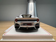 Load image into Gallery viewer, Ferrari F12tdf - metallic silver with yellow stripe - 1:18
