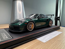 Load image into Gallery viewer, Porsche 911 GT2RS - PTS Forest Green Metallilc on black leather base - 1:18
