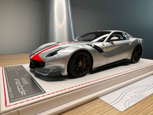 Load image into Gallery viewer, Ferrari F12tdf - Metallic Silver with French livery - 1:18
