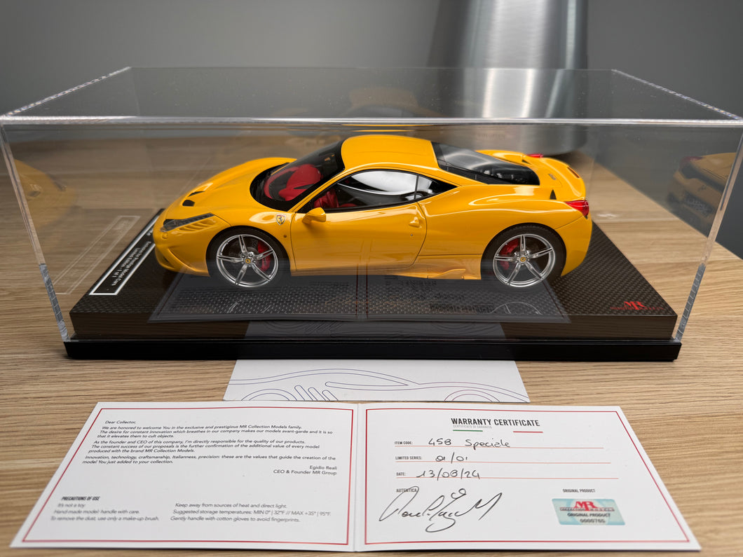 Ferrari 458 Speciale - Giallo Modena Limited Edition 1 of 1 - 1:18