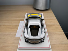 Load image into Gallery viewer, Ferrari F12tdf - metallic silver with yellow stripe - 1:18
