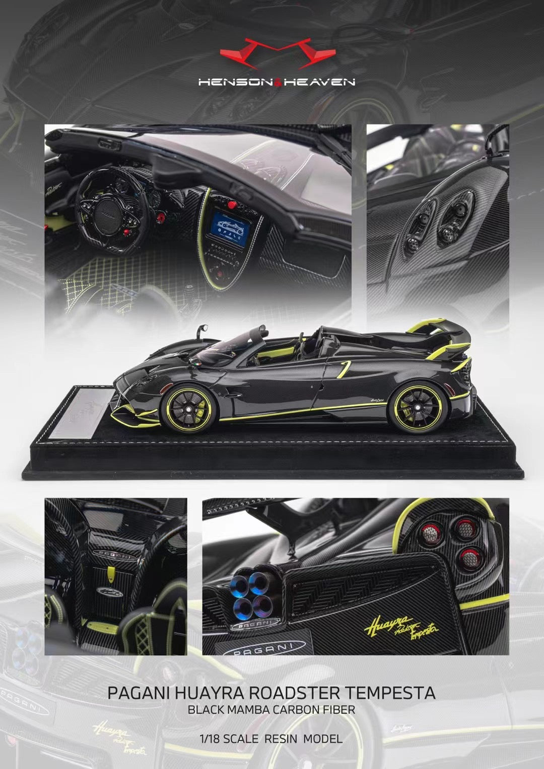 Pagani Huayra Roadster Tempesta - Black Mamba / carbon fibre - 1:18
