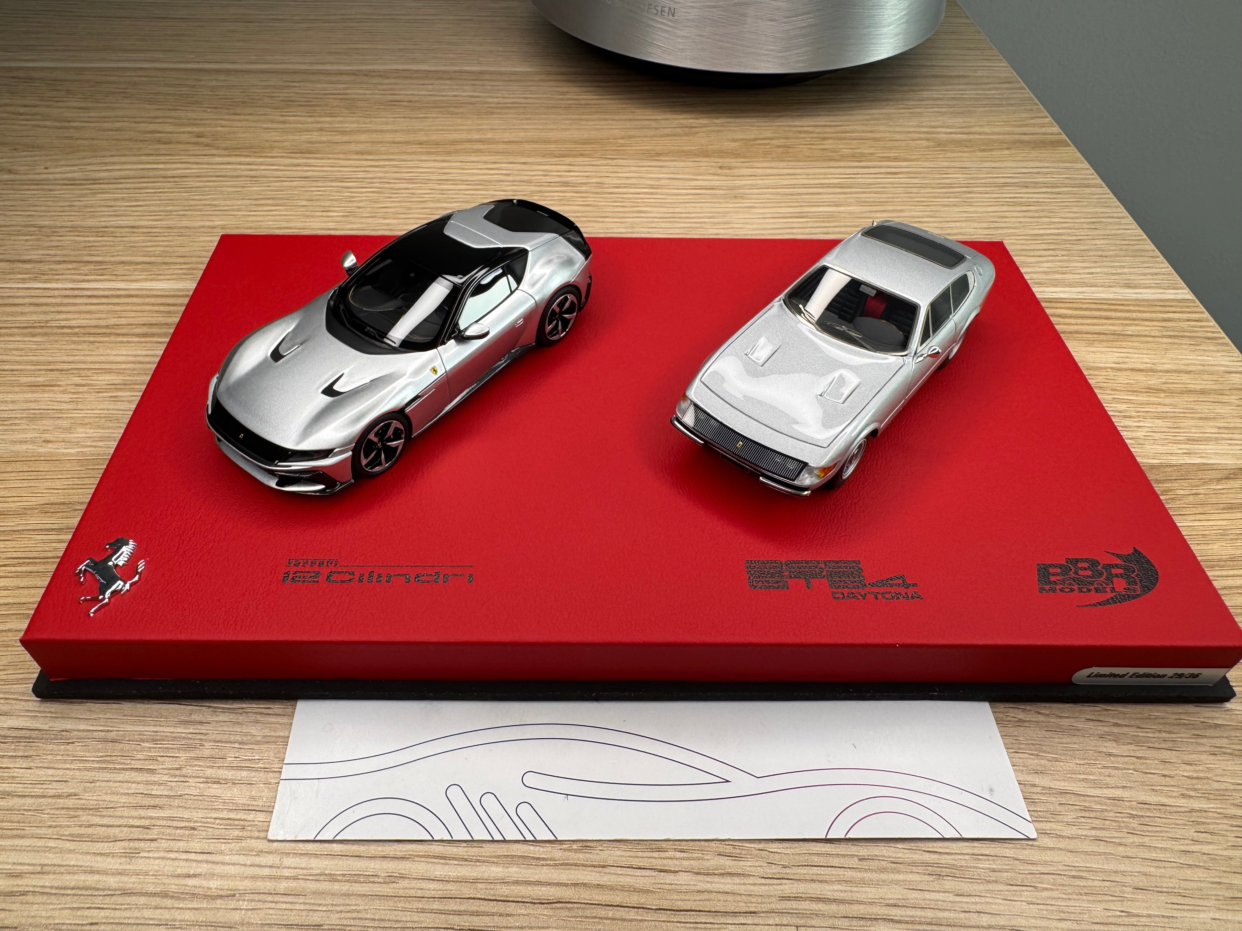 Ferrari 12Cilindri Coupe and Ferrari 365 GTB/4 Daytona - Nurburgring Silver - 1:18