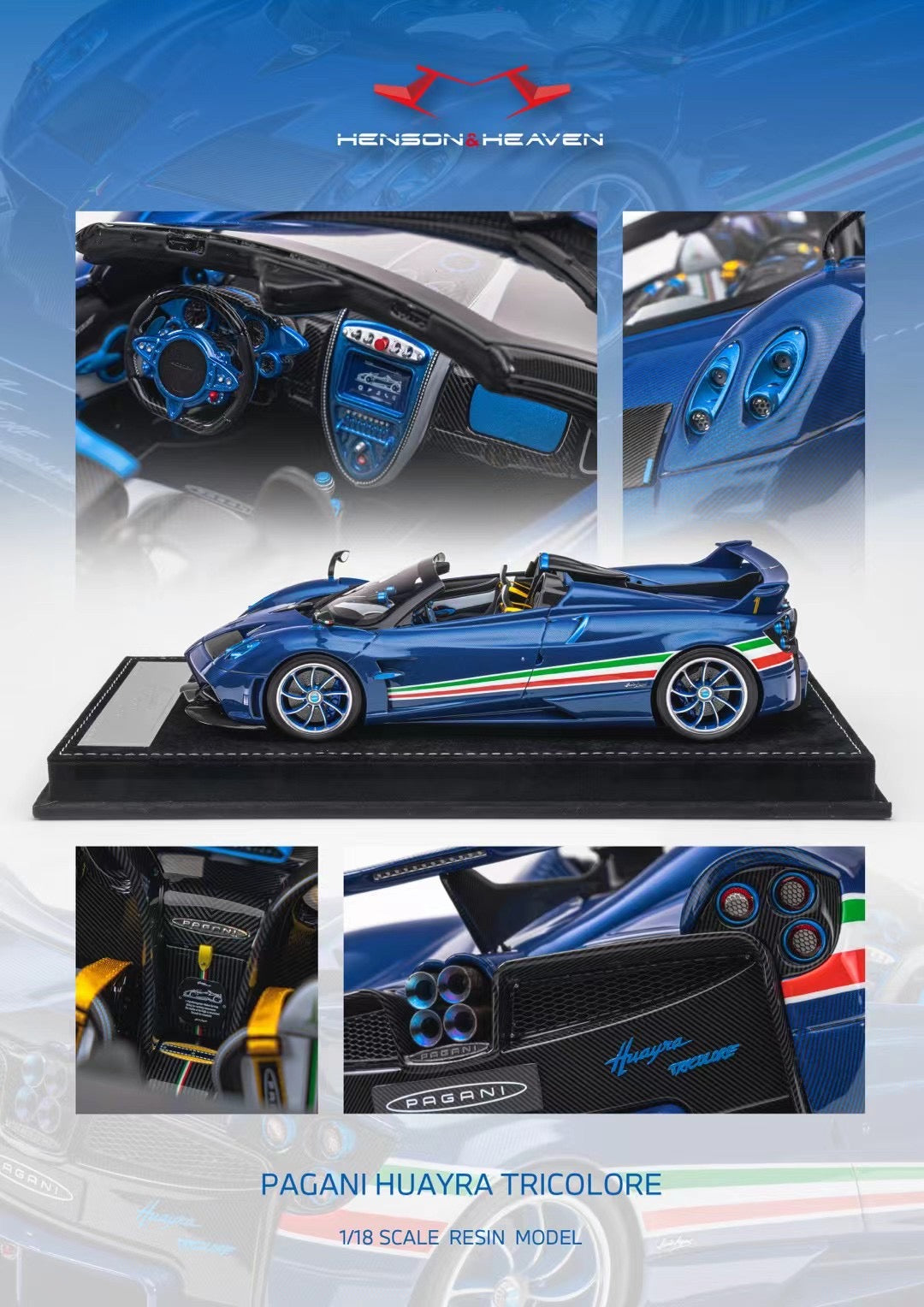 Pagani Huayra Roadster - Tricolore - 1:18