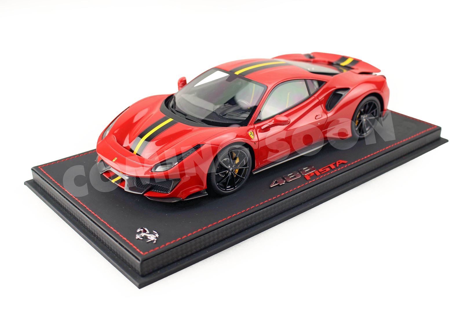 Ferrari 488 Pista - Rosso Corsa with carbon wheels - 1:18