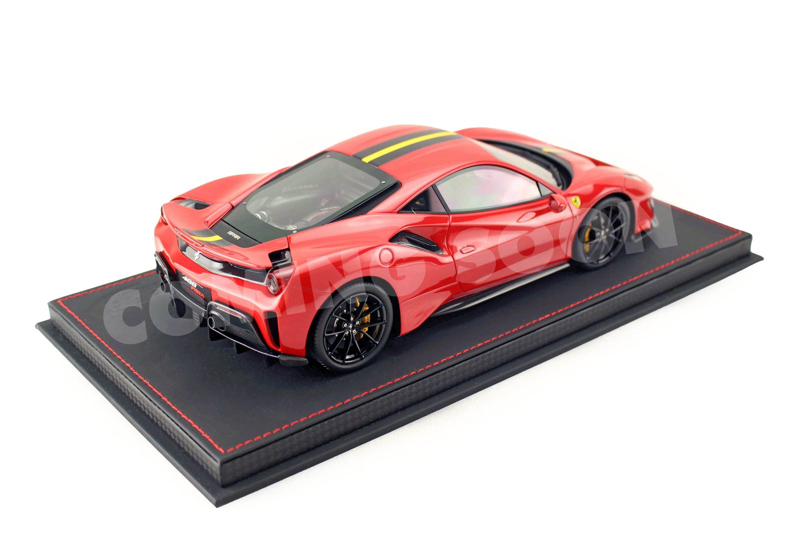 Ferrari 488 Pista - Rosso Corsa with carbon wheels - 1:18