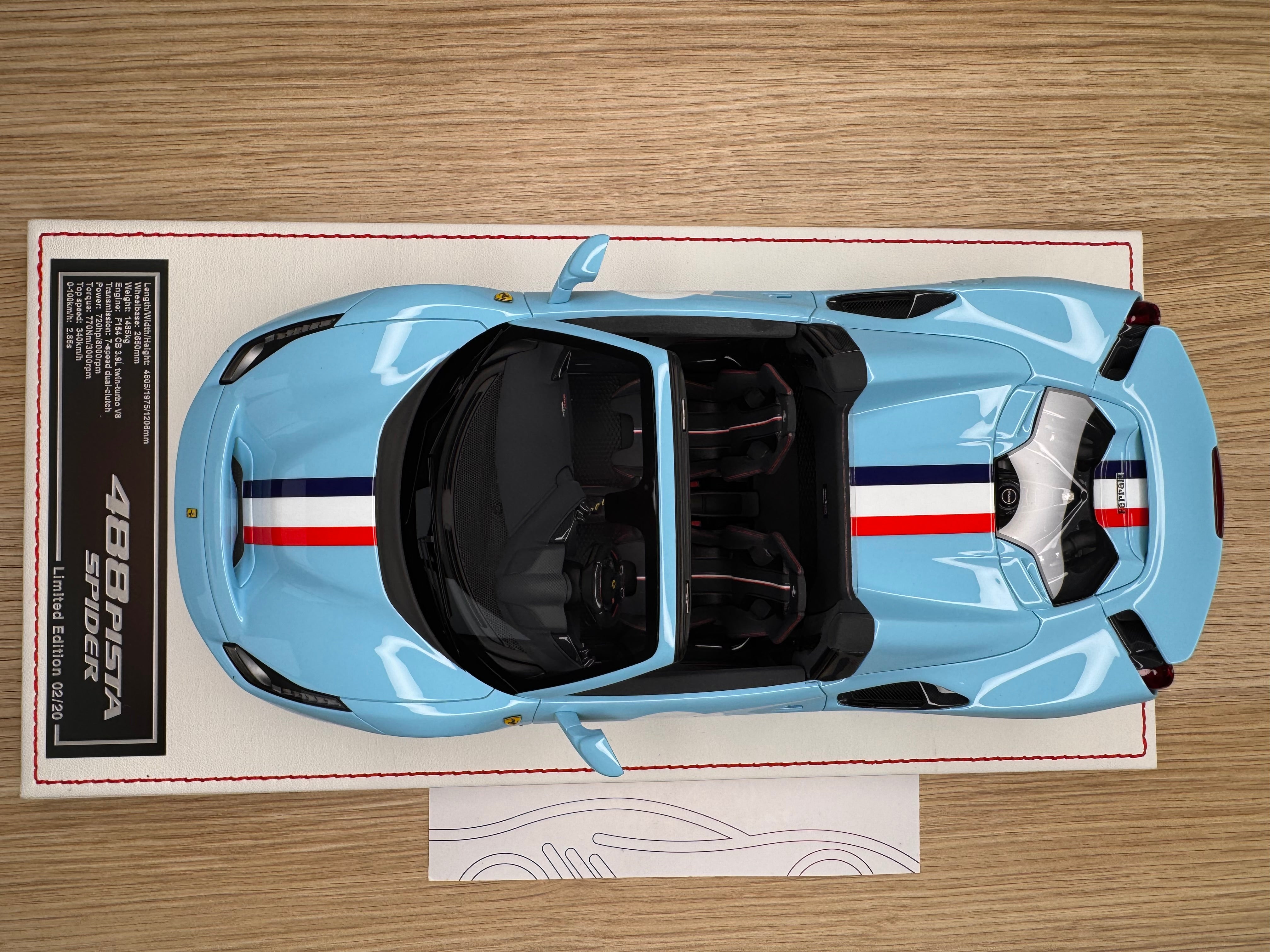 Ferrari 488 Pista Spider - Azzurro Laplata - 1:18