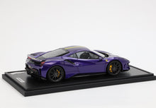 Load image into Gallery viewer, Ferrari 488 Pista - Purple Al Humaid with yellow-black stripe - 1:18
