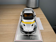 Load image into Gallery viewer, Ferrari F12tdf - metallic silver with yellow stripe - 1:18
