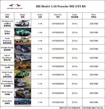 Load image into Gallery viewer, Porsche 911 992 GT3RS - select colour by Henson &amp; Heaven (HH) - 1:18
