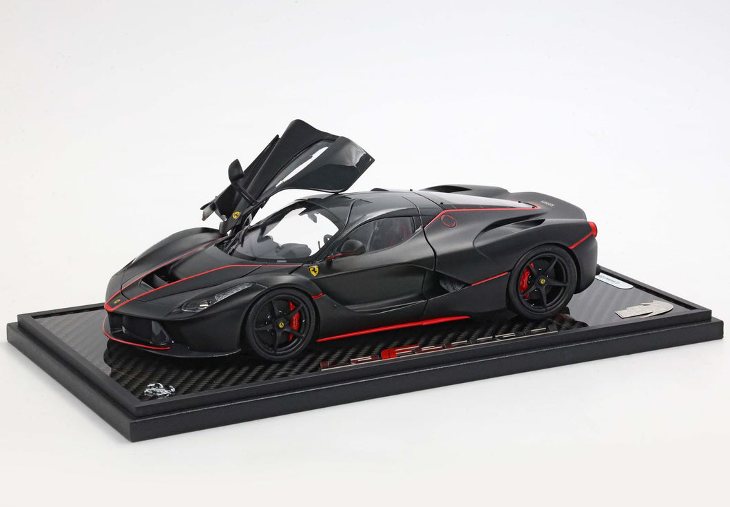 Ferrari LaFerrari - Fernando Alonso spec matte black with red stripes OPEN PARTS - 1:18