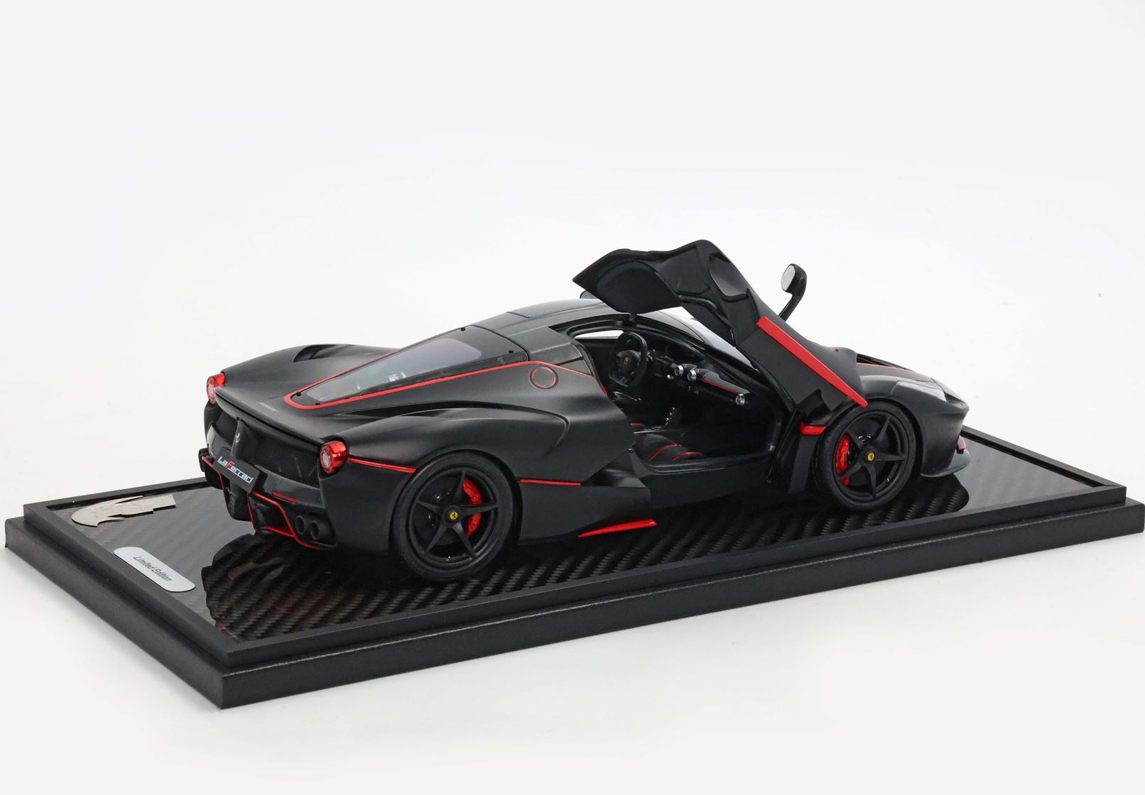 Ferrari LaFerrari - Fernando Alonso spec matte black with red stripes OPEN PARTS - 1:18