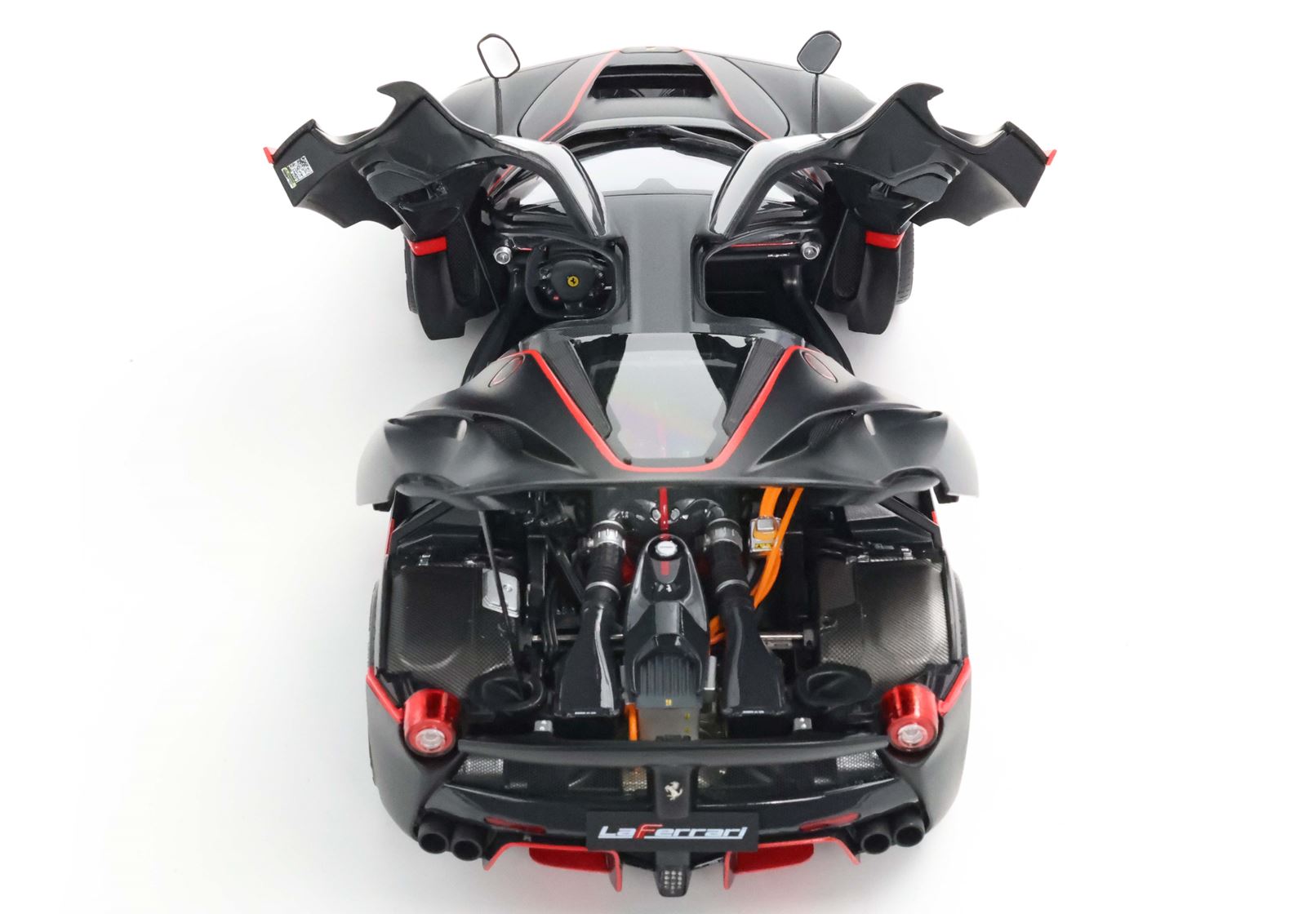 Ferrari LaFerrari - Fernando Alonso spec matte black with red stripes OPEN PARTS - 1:18