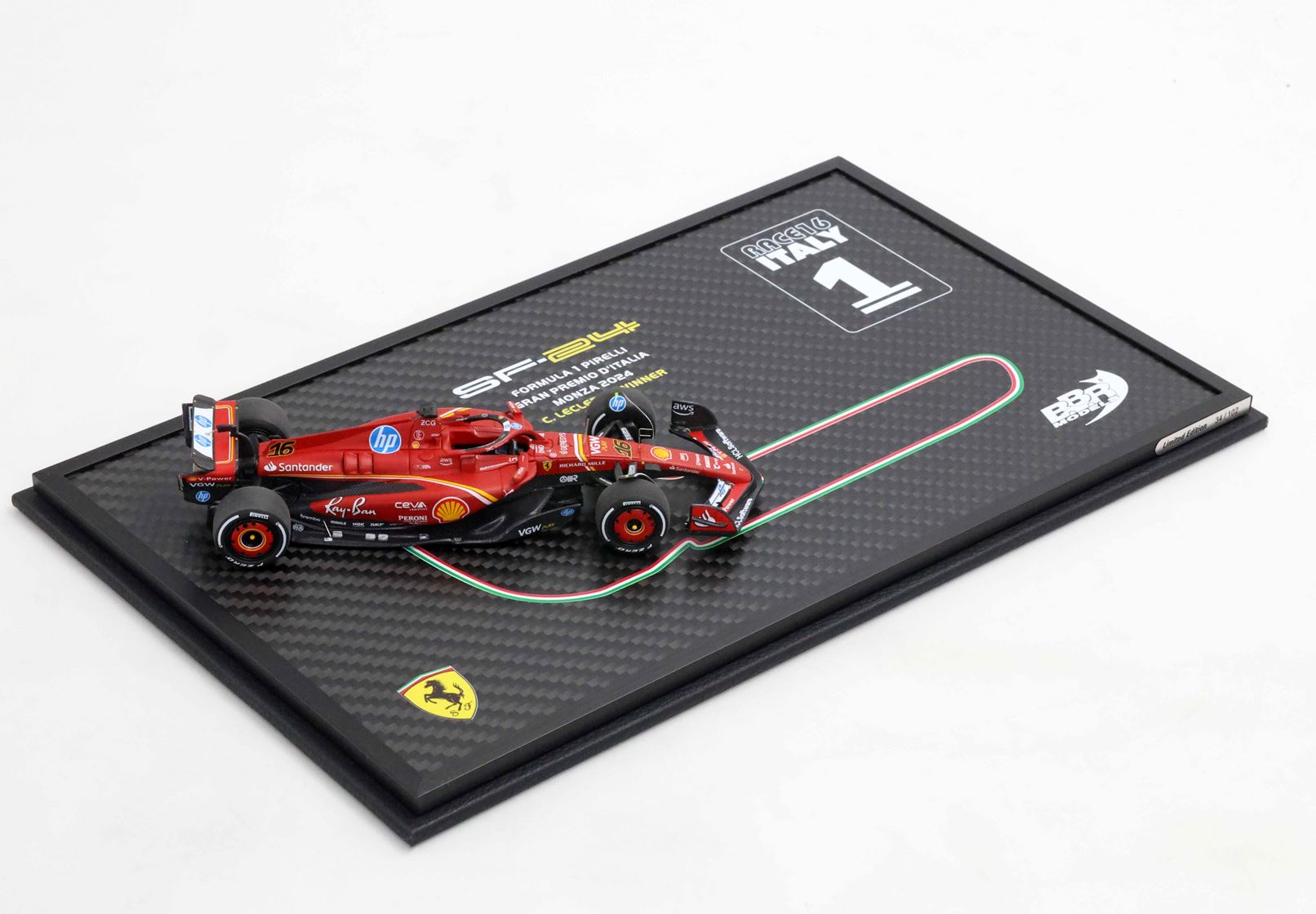 Ferrari SF24 Monza GP 2024 Special carbon box - Leclerc Winner - 1:43