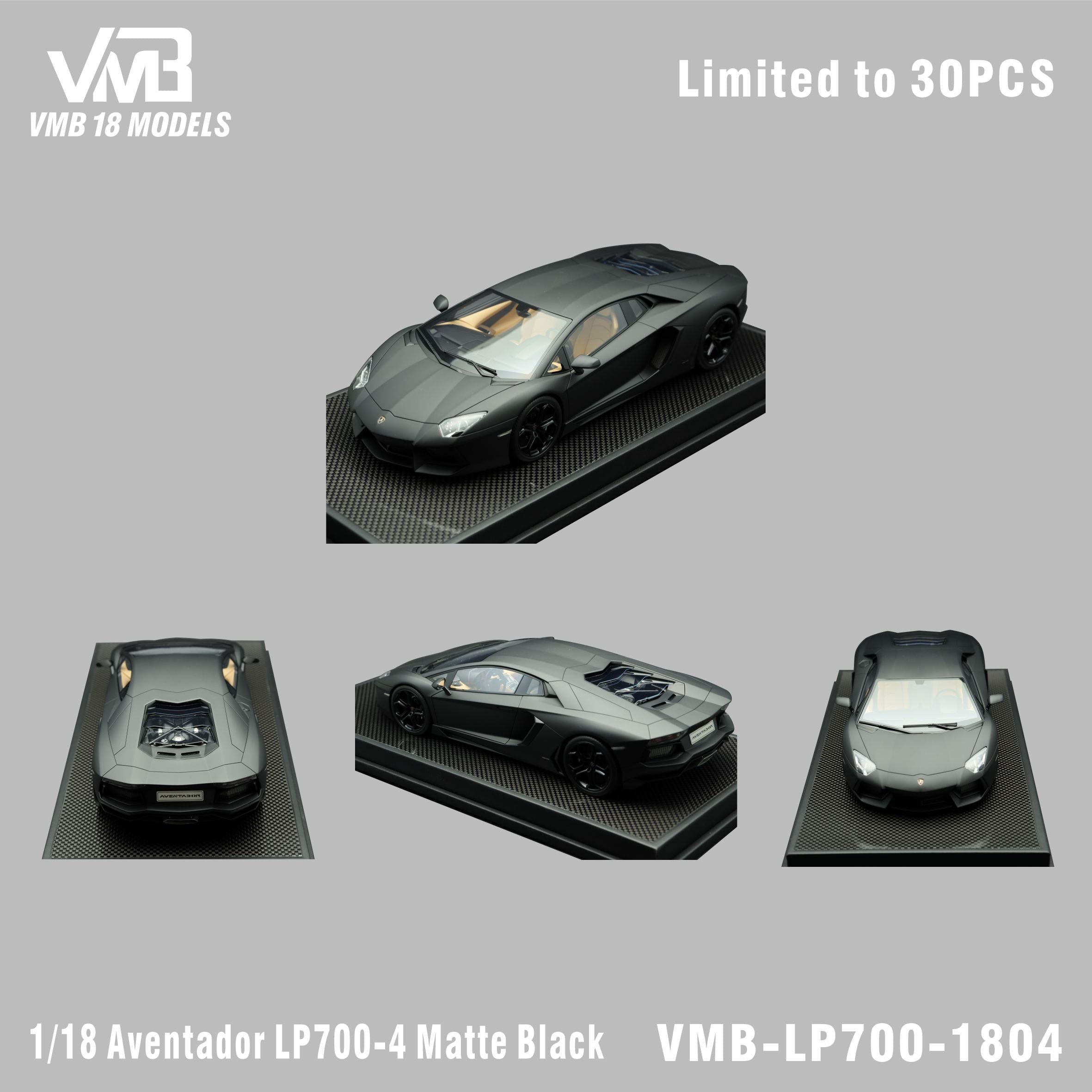 Lamborghini Aventador LP700-4 - Matte Black - 1:18